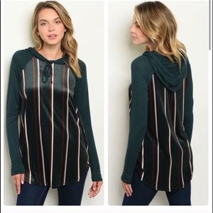 Velvet Striped Shirt with Hoodie